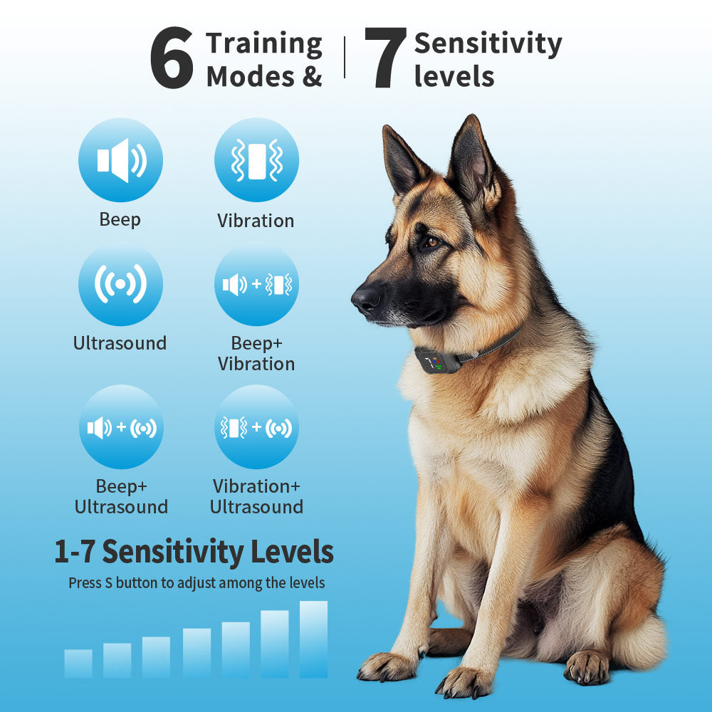 Ultrasonic Anti Bark Collar with Tone & Vibration (3-in-1)
